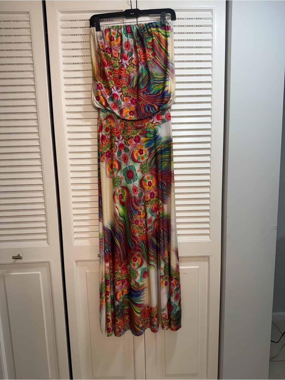 S-Twelve Multicolor Floral & Swirl Strapless Maxi Dress